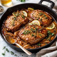 One Pan Whiskey Flavored Pork Chops