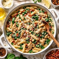 One Pot Chicken Bacon Spinach Parmesan Pasta