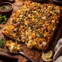 Onion Feta and Zaatar Egg Noodle Kugel