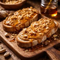 Ooey Gooey Peanut Butter and Honey Sandwiches Open Faced