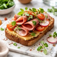 Open-Faced Ham and Cheese Sandwich