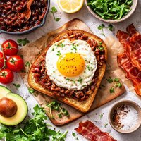 Open Face Bacon Jam and Egg Sandwich A1