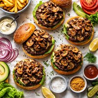 Open Faced Burgers with Onion Mushroom Topping