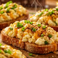 Open Faced Cheesy Egg Salad Sandwiches