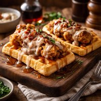Open Faced Chicken and Waffles