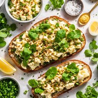 Open Faced Egg Salad and Watercress Sandwich