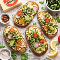 Open Faced Jarlsberg Sandwiches with Greens