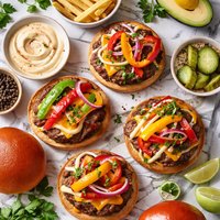 Open Faced Pepper Burgers