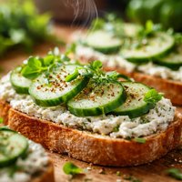 Open Faced Sandwiches with Herbed Cream Cheese and Baby Cucumber