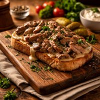 Open Faced Stroganoff Sandwich
