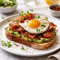 Opened Faced Breakfast Sandwich