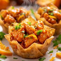 Orange and Apricot Glazed Chicken Cups