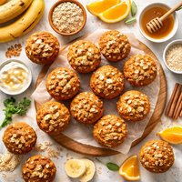 Orange Banana and Oat Bran Breakfast Muffins