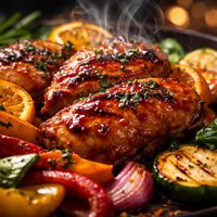 Orange Bbq Chicken with Grilled Vegetables