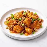 Orange Chicken with Green Onions and Walnuts