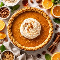 Orange Crusted Pumpkin Pie with Bourbon Whipped Cream