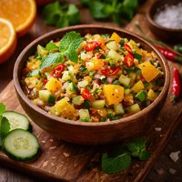 Orange Cucumber Relish with Chile Peppers and Mint