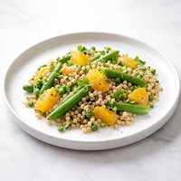 Orange Israeli Couscous with Snow Peas