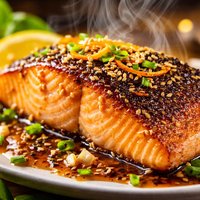 Orange Sesame Glazed Salmon W Extra Crispy Skin