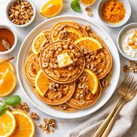 Orange Walnut Pancakes