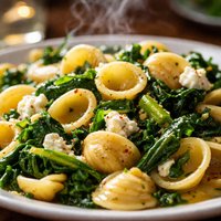 Orecchiette with Mixed Greens and Goat Cheese