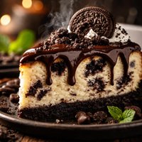 Oreo Cookie Cheesecake with Chocolate Glaze