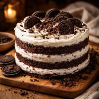 Oreo Cookies and Cream Cake with White Frosting