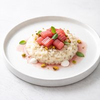 Oriental Rice Pudding with Rhubarb