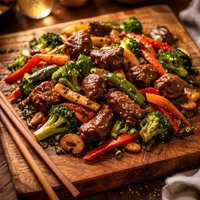 Oriental Style Beef Tips and Veggie Stir Fry