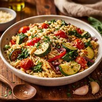 Orzo Pasta with Sauteed Vegetables