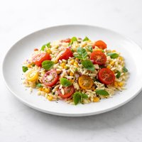 Orzo Salad with Corn Tomatoes Basil