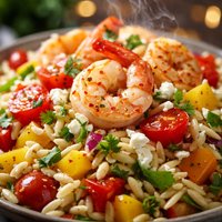 Orzo Salad with Shrimp and Double Peppers