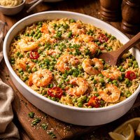 Orzo Shrimp and Pea Casserole