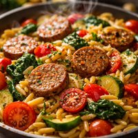 Orzo Spicy Italian Veggie Sausage Medley