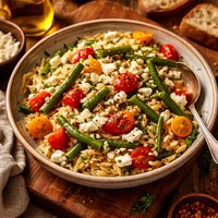 Orzo with Feta Green Beans and Tomatoes