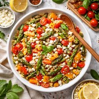 Orzo with Peppers and Asparagus