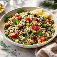 Orzo with Spinach Feta and Olives