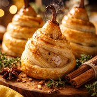 Ouzo Spiced Pears Wrapped in Puff Pastry