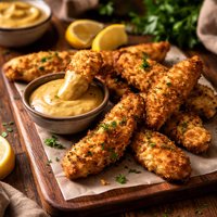 Oven Baked Chicken Fingers with Honey Mustard