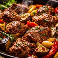 Oven Baked Lamb with Eggplant Peppers Spices