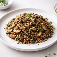 Oven Baked Wild Rice Pilaf with Mushrooms