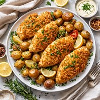 Oven Fried Chicken Breasts with New Potatoes