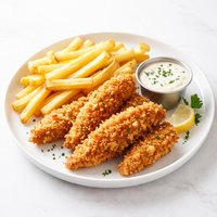Oven Fried Chicken Fingers and Fries
