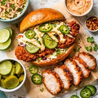 Oven Fried Spicy Pork Tenderloin Sandwich