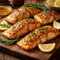 Oven Roasted Salmon with Honey Mustard Sauce