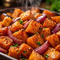 Oven Roasted Sweet Potatoes with Onions
