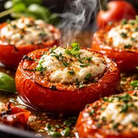 Oven Roasted Tomatoes with Goat Cheese and Herbs