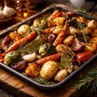 Oven Roasted Vegetables with Rosemary Bay Leaves and Garlic