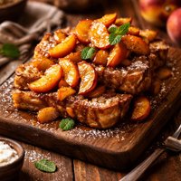 Overnight French Toast with Peach Topping