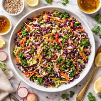 Overnight Veggie Slaw with Sweet Tart Vinaigrette